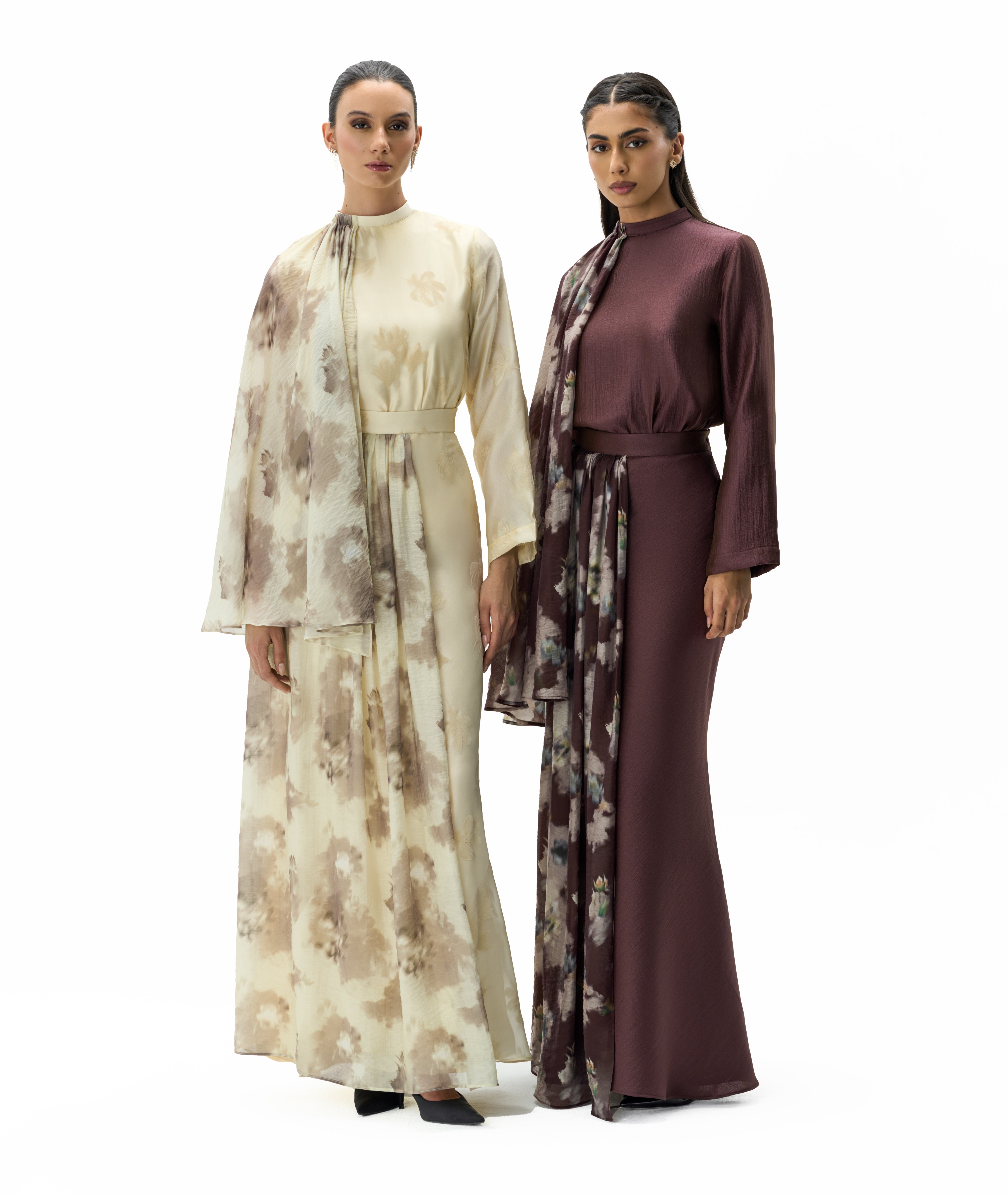 Organza Skirt & Top Set Mauve Brown Two-Piece Ensemble Close-Up Detail