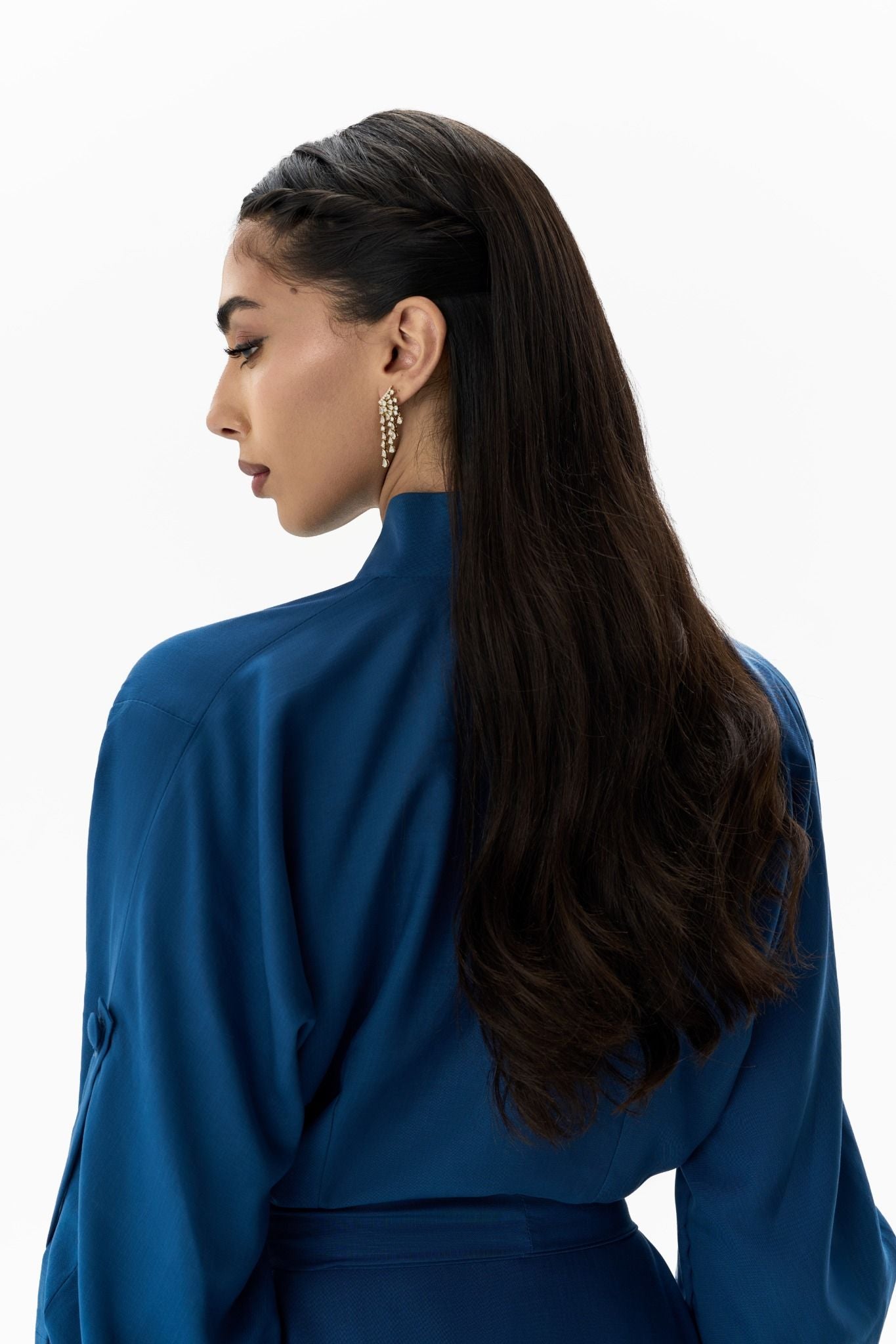 Cotton Wrap Dress Blue Wrap Dress Close-Up Detail