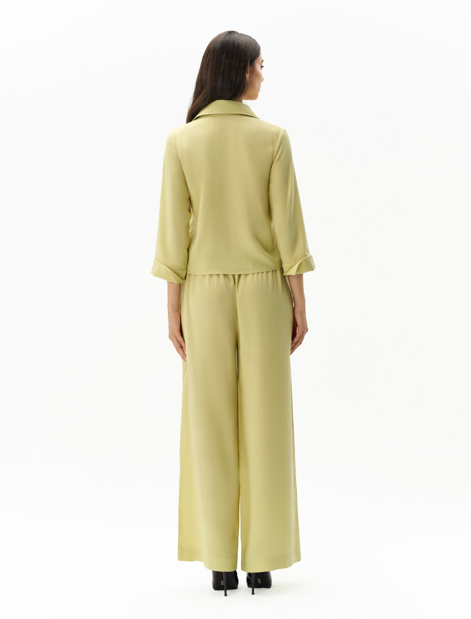 Floral Overlay Set Pistachio Cream Two-Piece Ensemble Fabric Detail