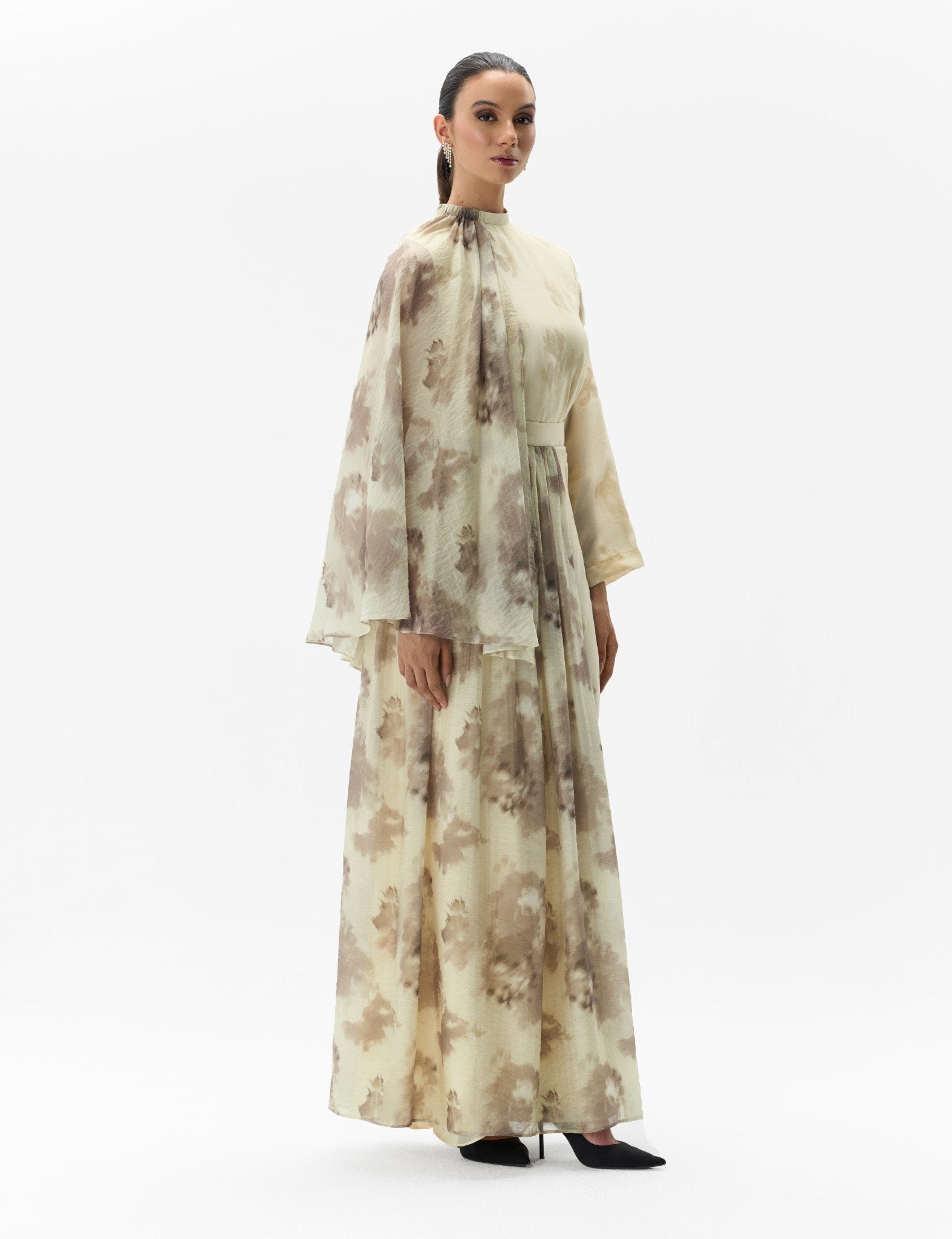 Organza Skirt & Top Set Off-White Two-Piece Ensemble Left Side View
