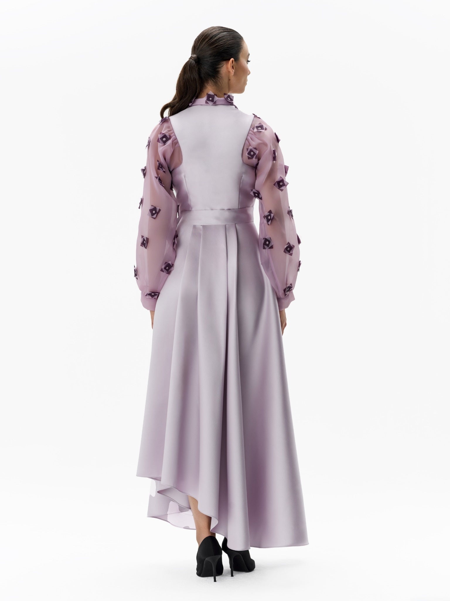 Organza Sleeve Mikado Dress