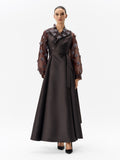 Organza Sleeve Mikado Dress