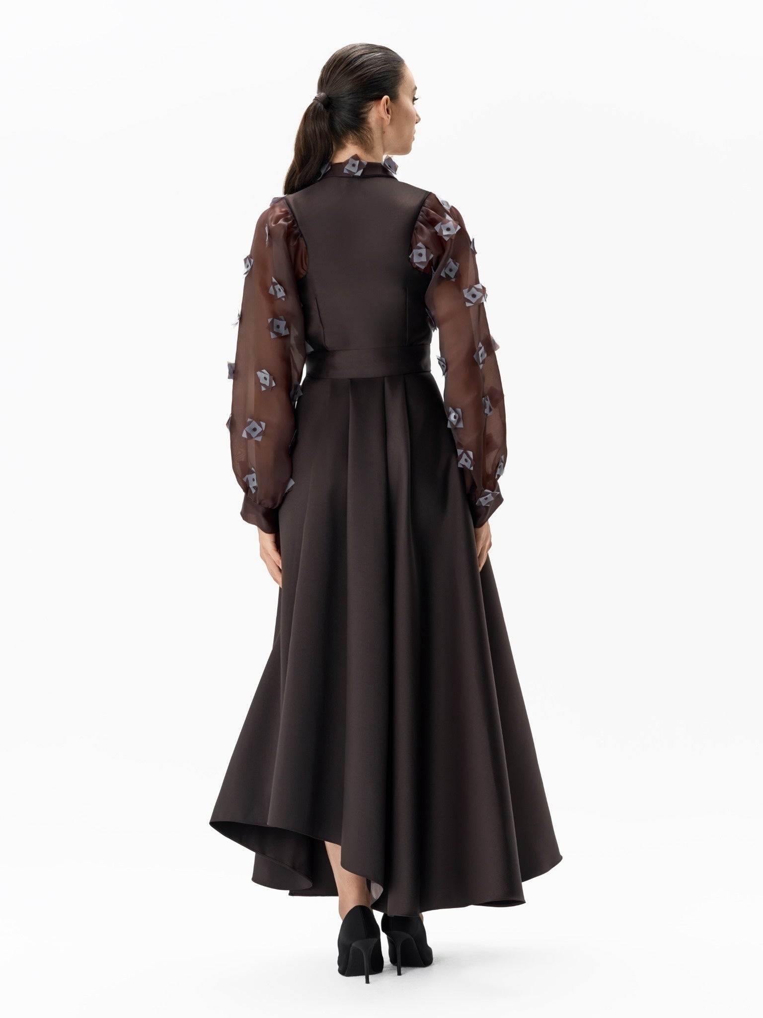 Organza Sleeve Mikado Dress