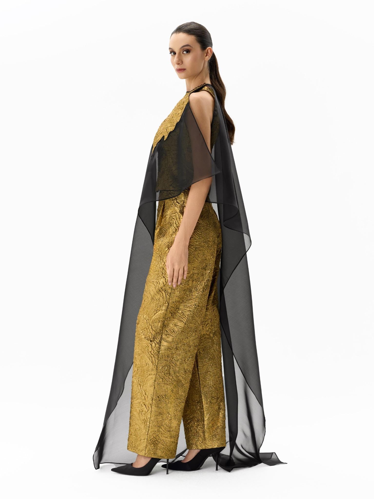 Gold Brocade Set Gold & Black Metallic Two-Piece Left Side View