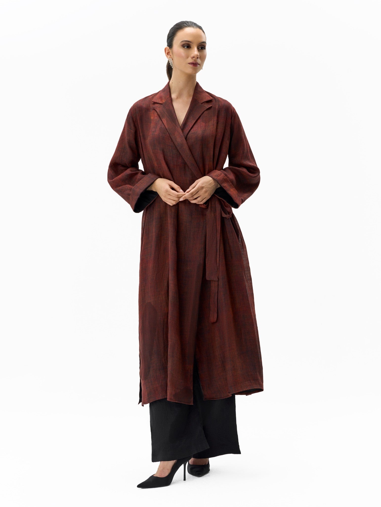 Linen Layer Set Dark Rusty Two-Piece Ensemble Right Side View