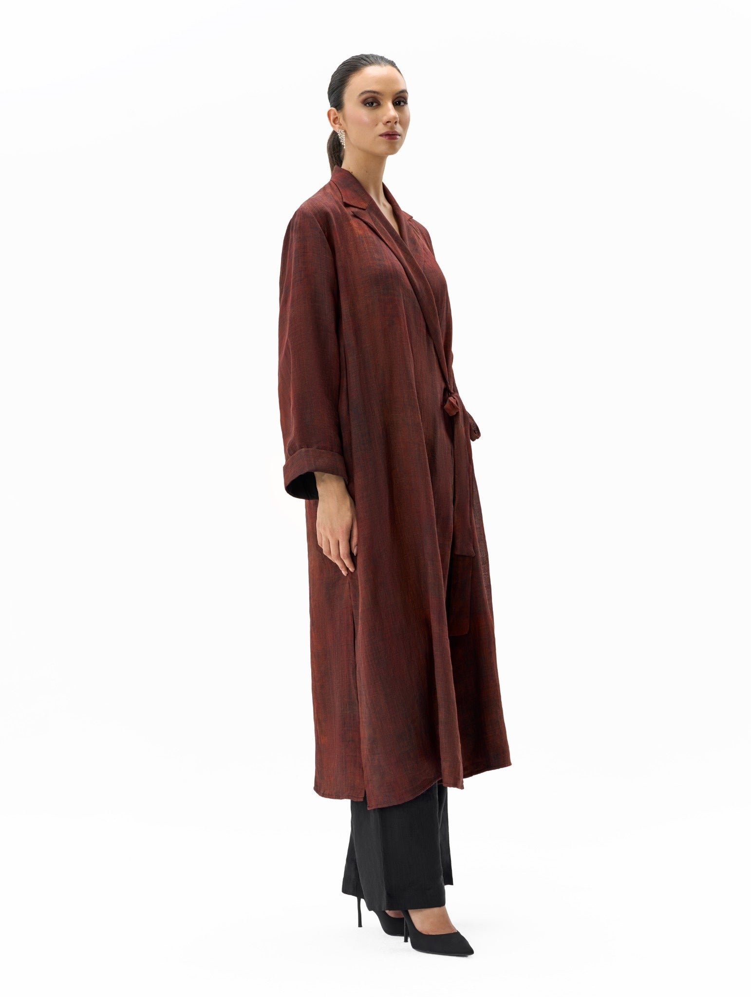 Linen Layer Set Dark Rusty Two-Piece Ensemble Left Side View