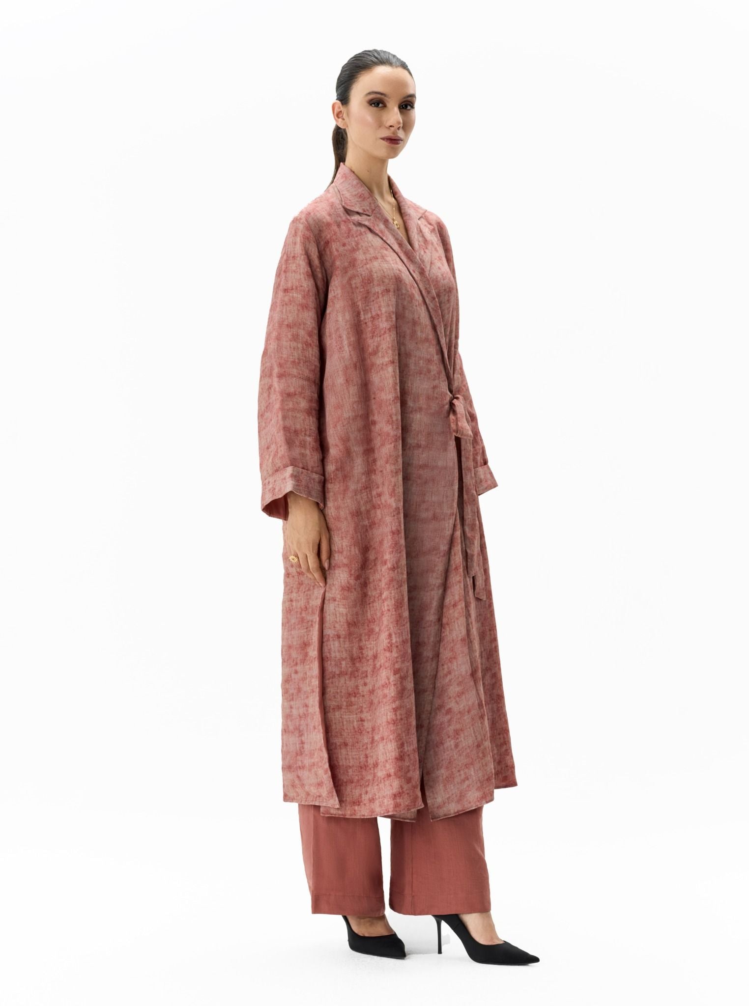 Linen Layer Set Dusty Rose Two-Piece Ensemble Left Side View