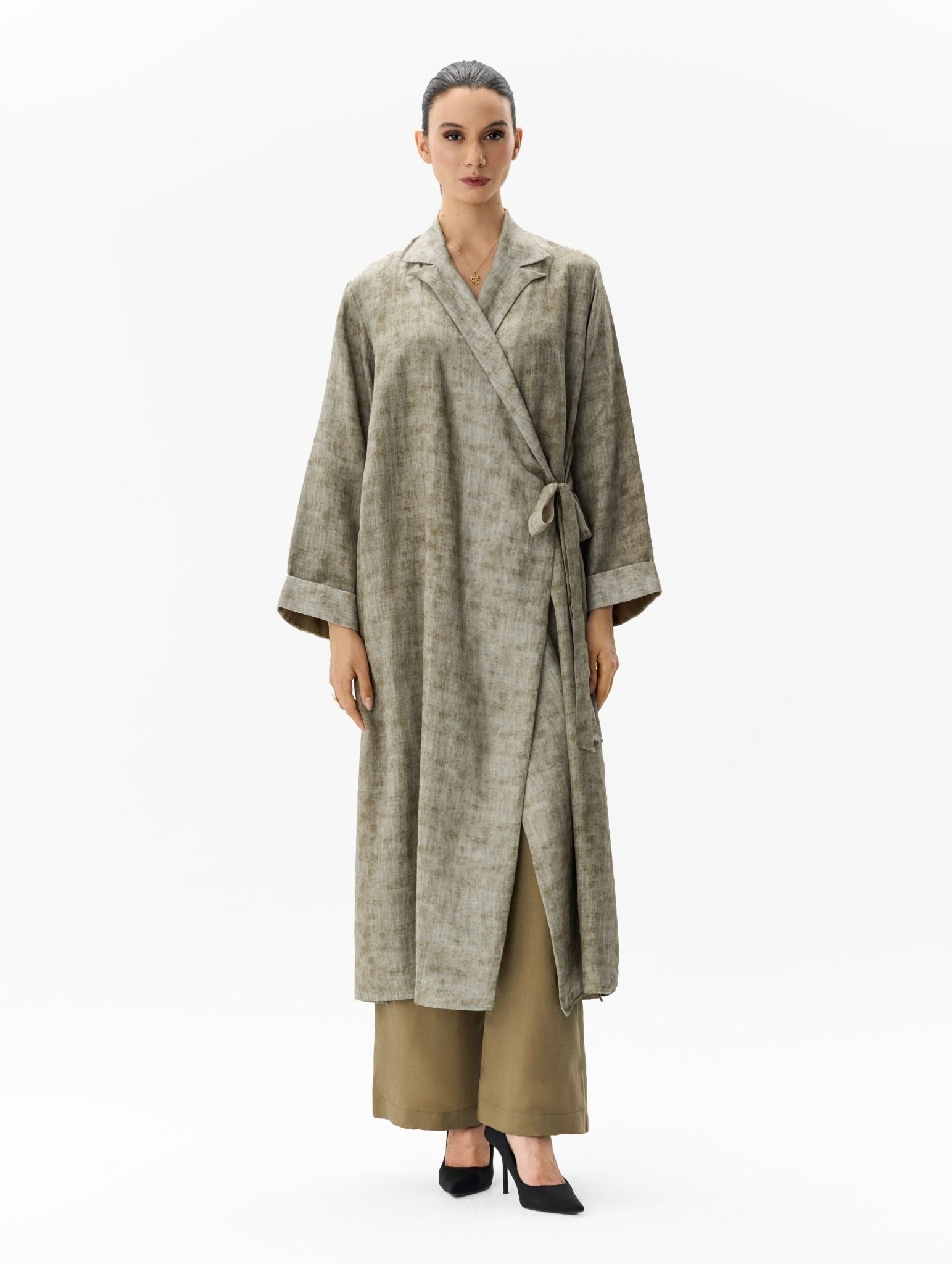 Linen Layer Set Olive Two-Piece Ensemble Right Side View